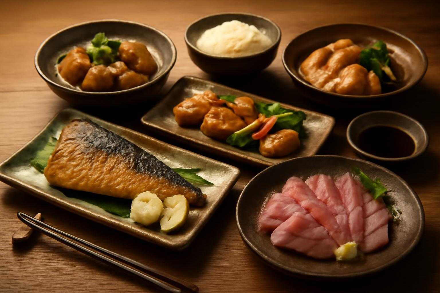 イトヒキアジを使った多彩な料理が食卓に並ぶ豊かな食事風景