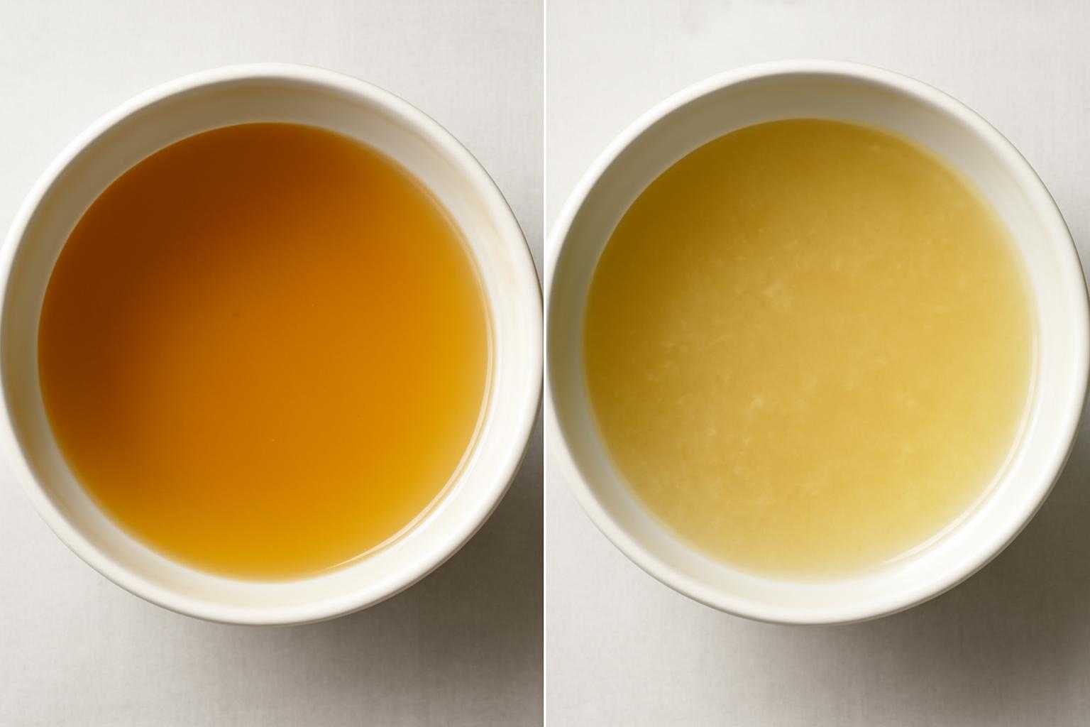 コンソメと鶏ガラスープを並べた比較イメージ