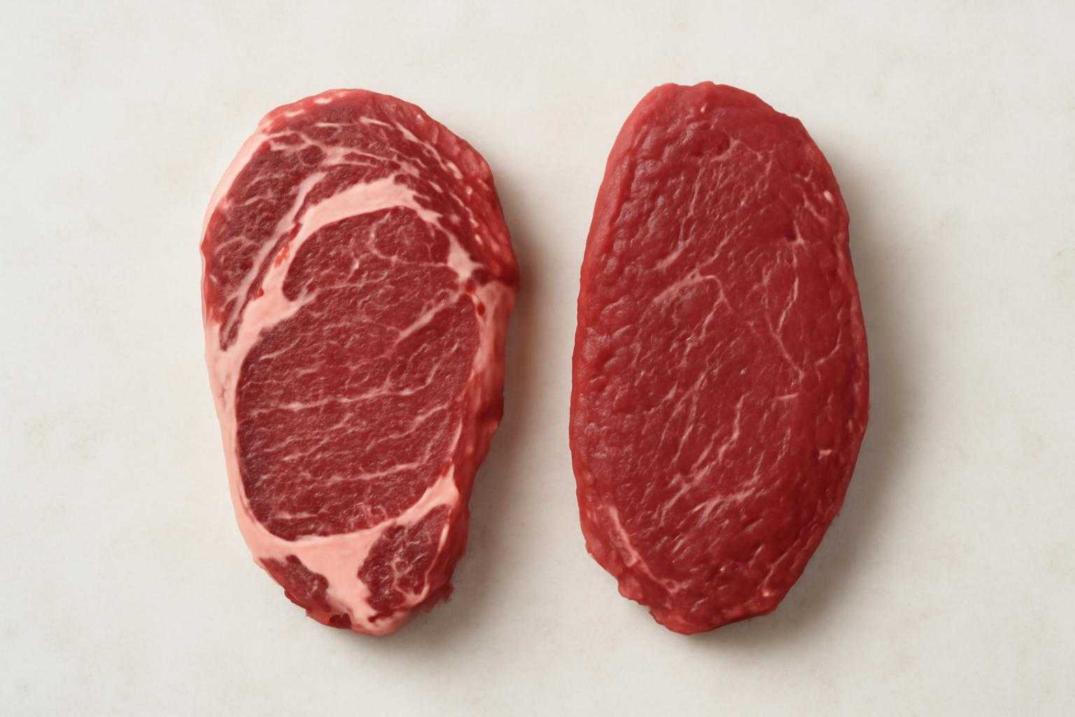 牛肉の部位を並べて比較する様子を示した俯瞰図