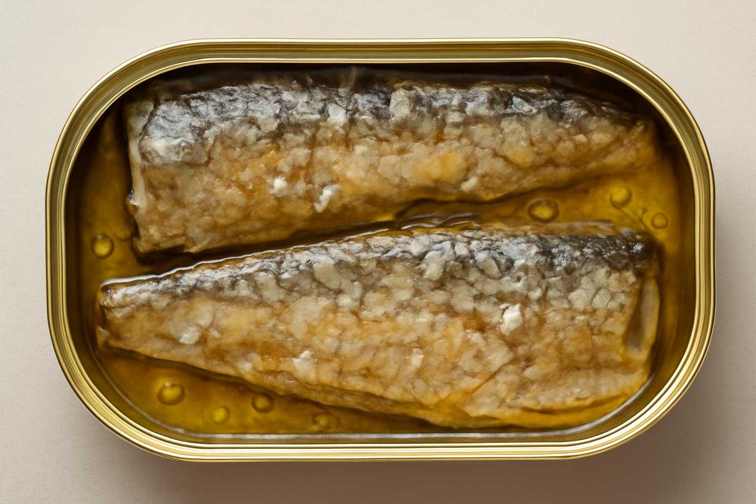 サバ缶の塩分と油分が多く含まれていることを表現した画像