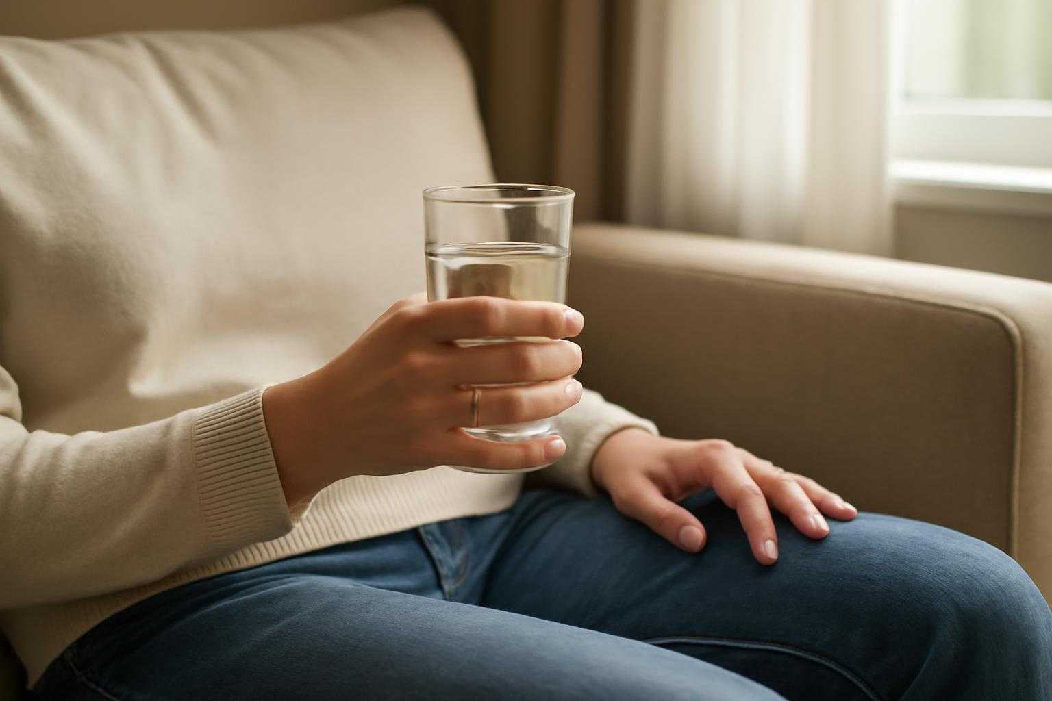 水を飲みながら休んでいる人のイメージ画像
