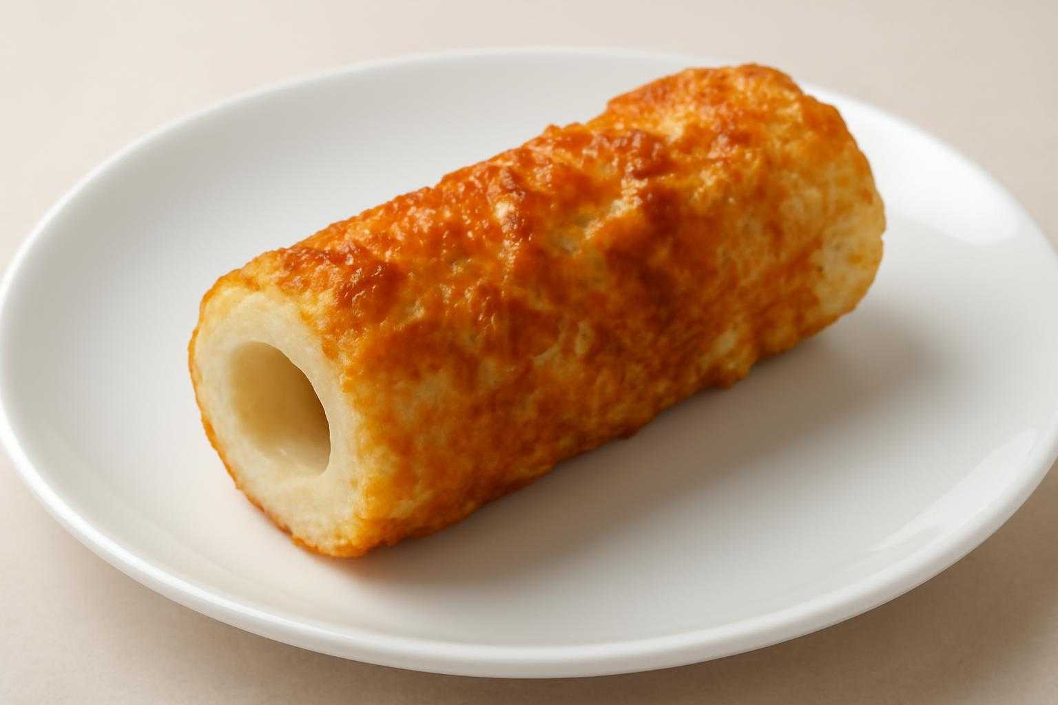 既に加熱済みのちくわをそのまま皿に盛り付けた様子