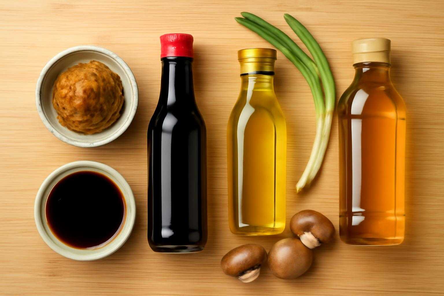 味噌汁に味噌やめんつゆ、醤油などの調味料を加えている様子