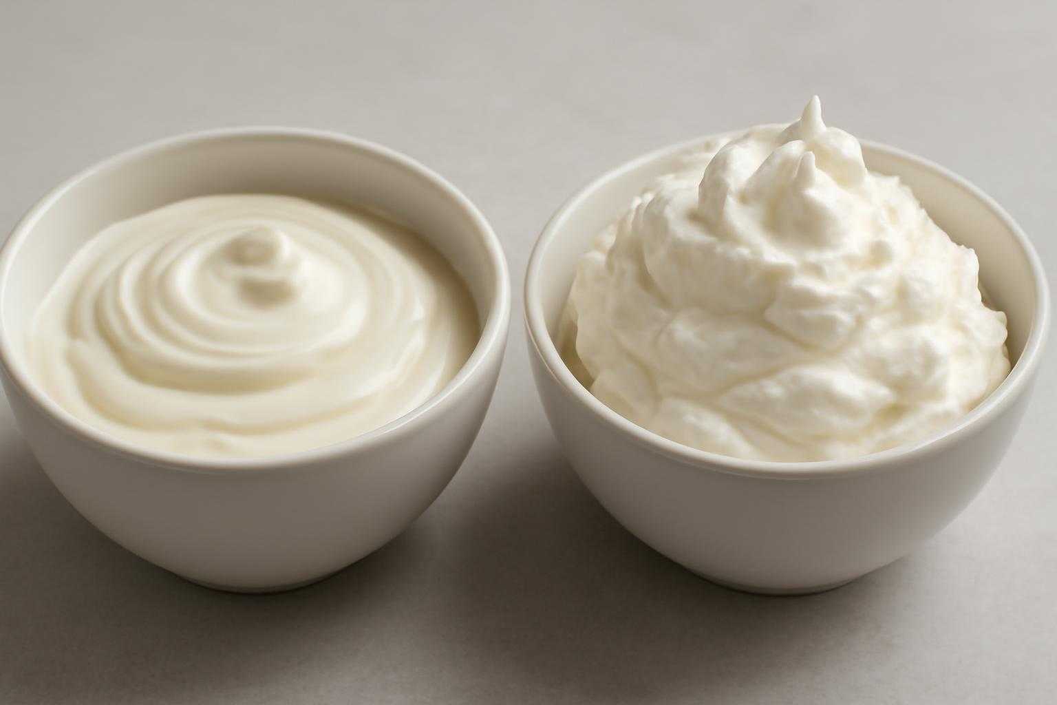 生クリームとホイップクリームを並べて比較する画像