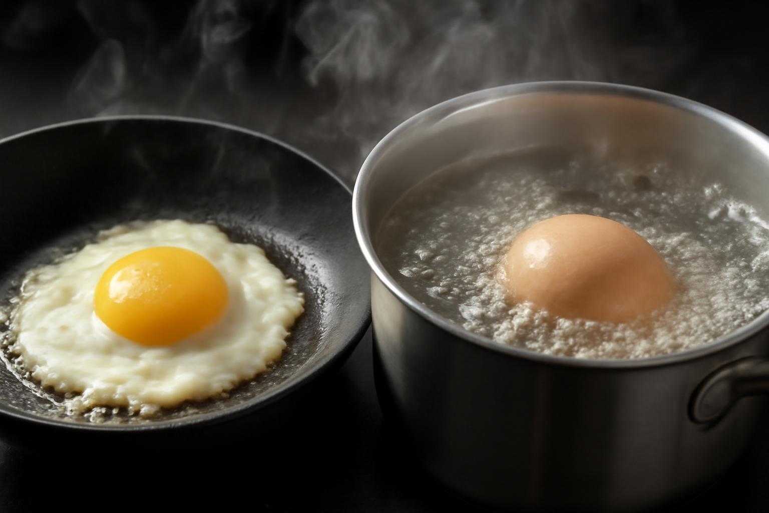 卵を加熱調理している様子を示した画像