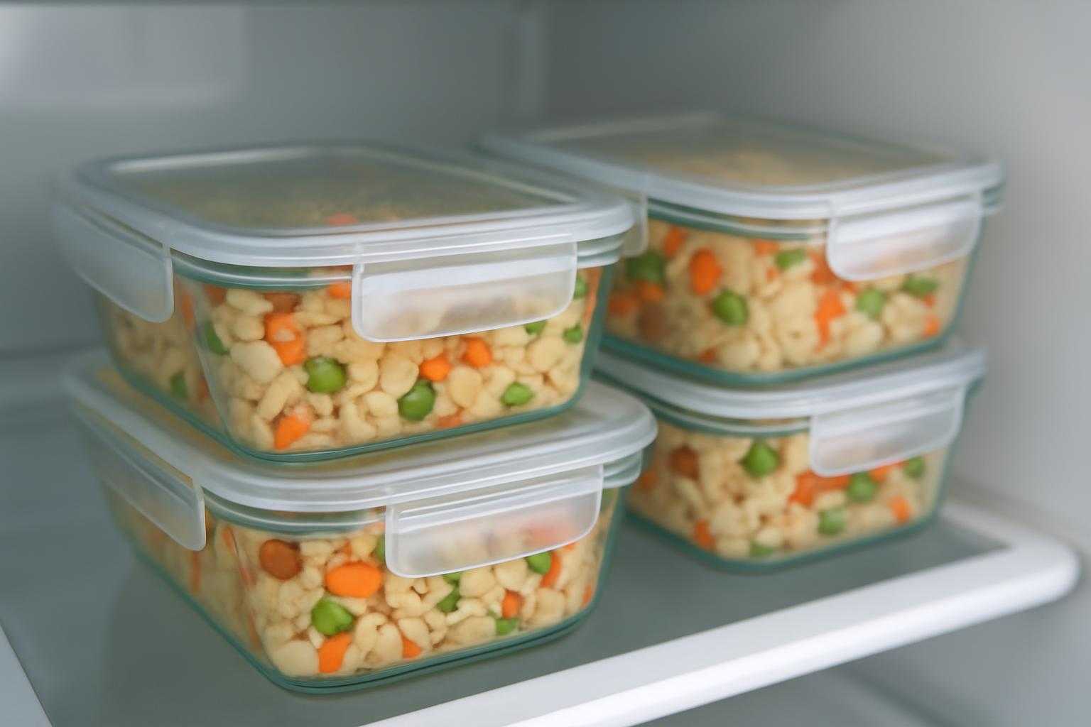 炊き込みご飯を冷蔵庫で正しく保存している様子